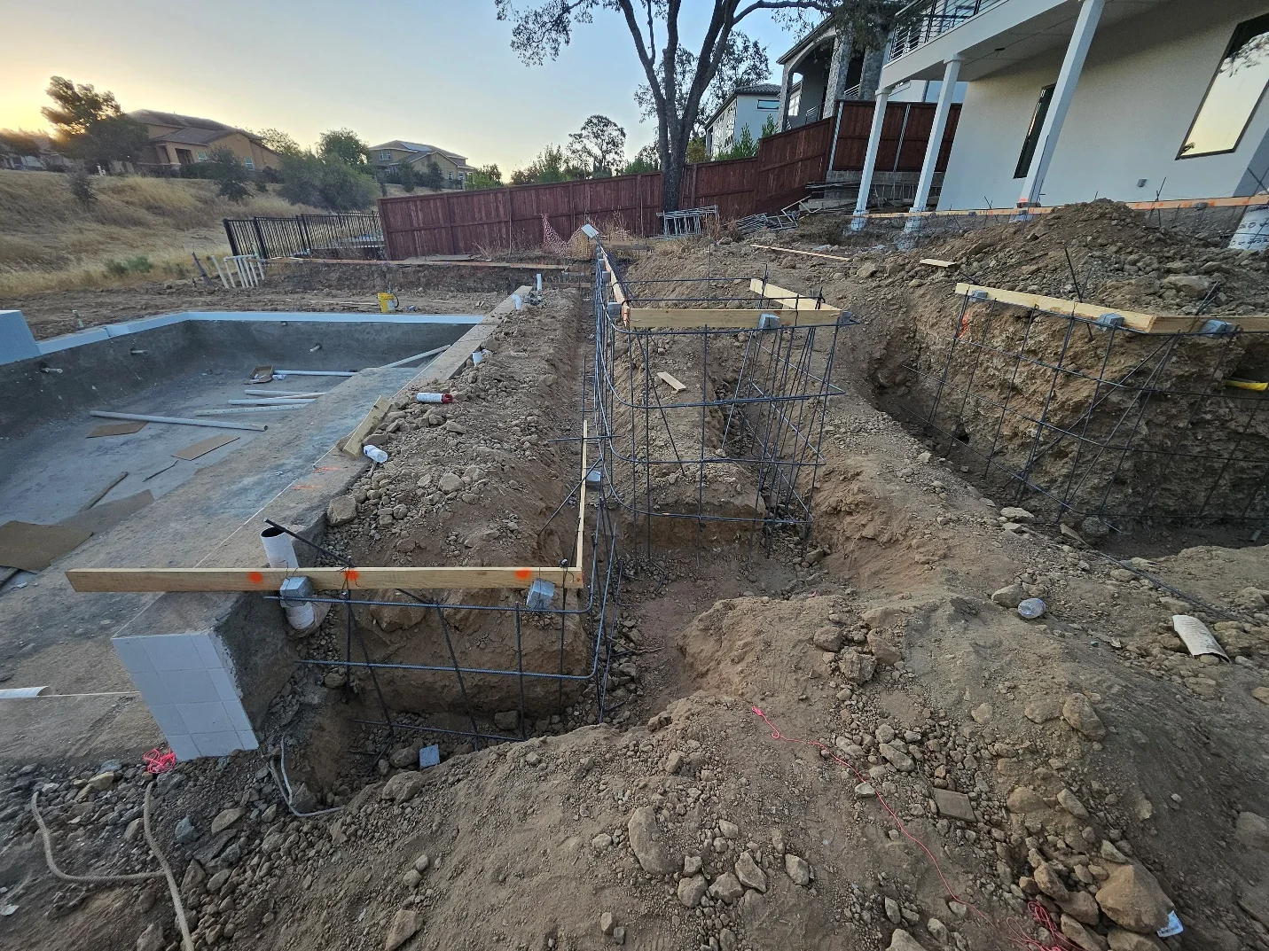 Pool and spa shape excavated on the Folsom property